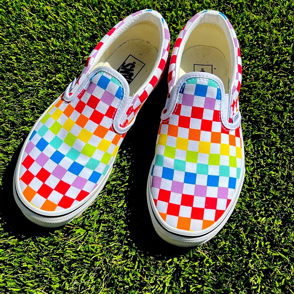 Kids size 3 Rainbow Checker Vans